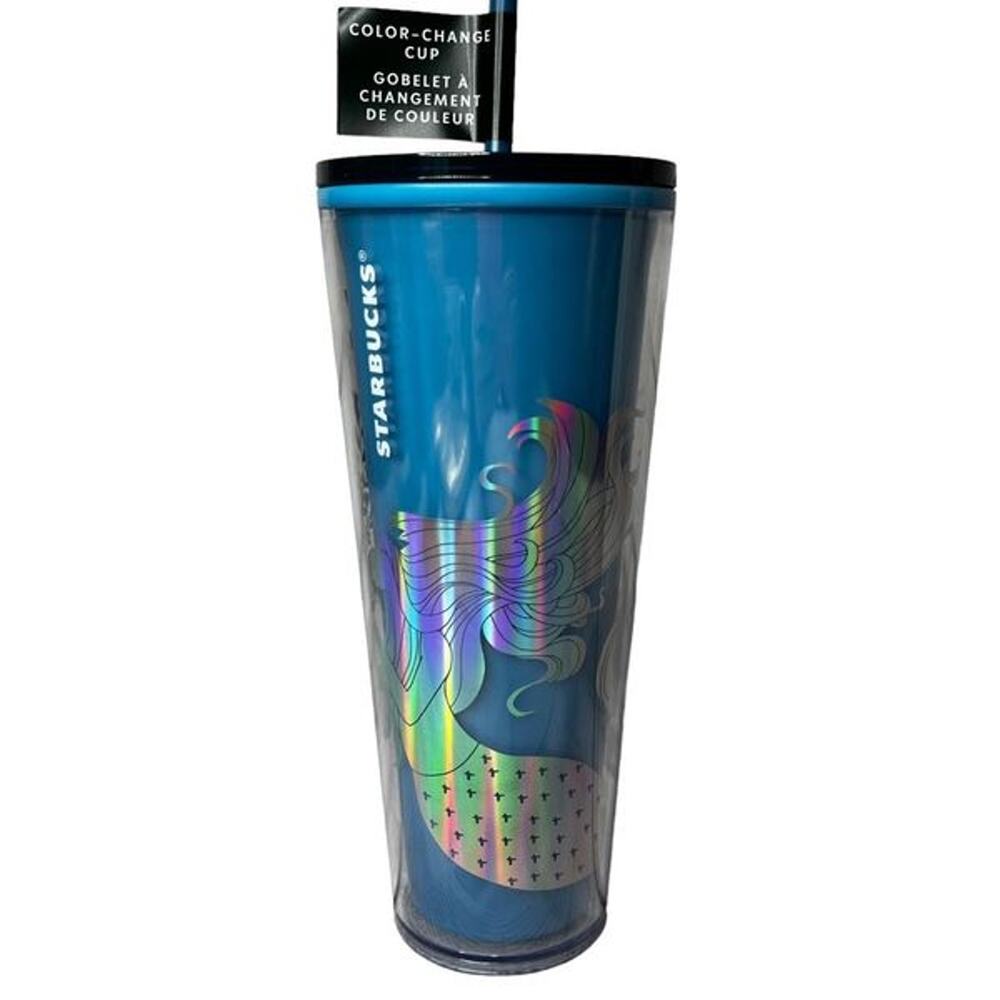 Starbucks 2021 Christmas Holiday 24 Oz Mermaid/Siren Blue Color Changing Tumbler